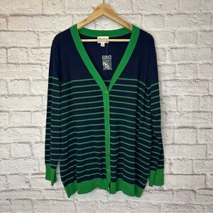 Whisper Knit Louis Dell’Olio Women’s XL Striped Cardigan Sweater Button Up